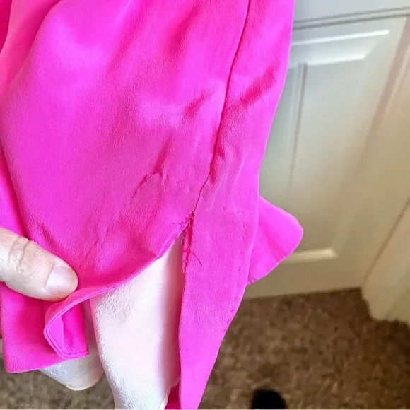 Madison Marcus Silk Dress in Pink and Cream rhinestone neckline size small - Picture 3 of 5